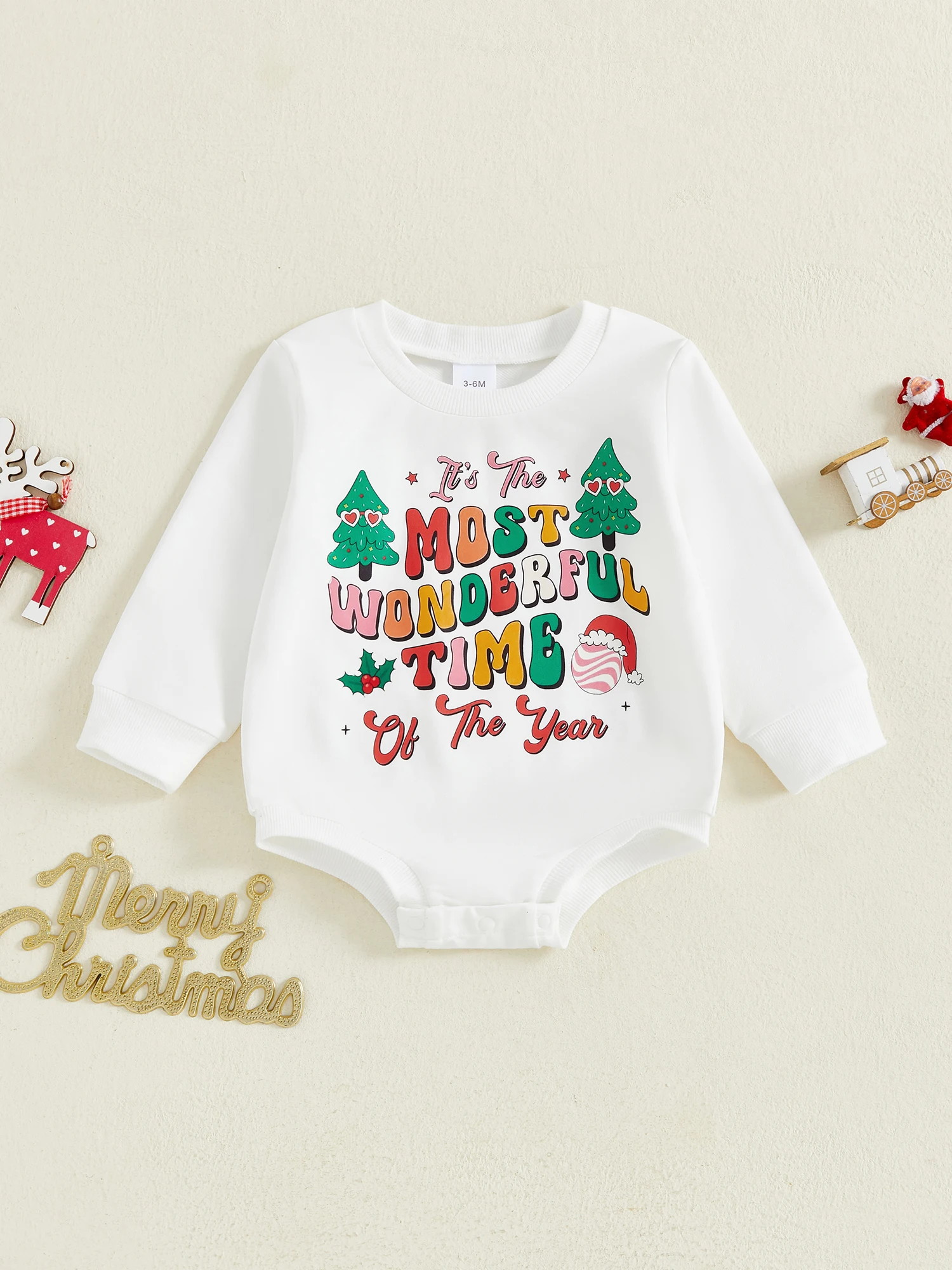 

Детский праздничный комбинезон с праздничным принтом и уютными длинными рукавами — очаровательный рождественский комбинезон для новорожденных и малышей