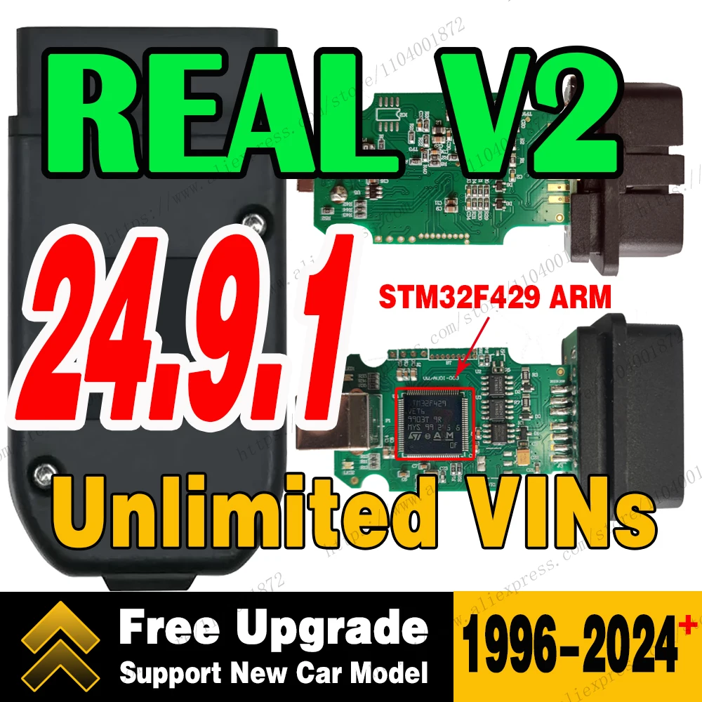 Best 1996-2024+ Real V2 VagCom Diagnostic Tool Update Online With Unlimited VINS Vag Com HEX Usb Interface V24.7 Coding Function