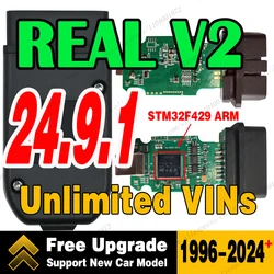 Best 1996-2024+ Real V2 VagCom Diagnostic Tool Update Online With Unlimited VINS Vag Com HEX Usb Interface V24.7 Coding Function