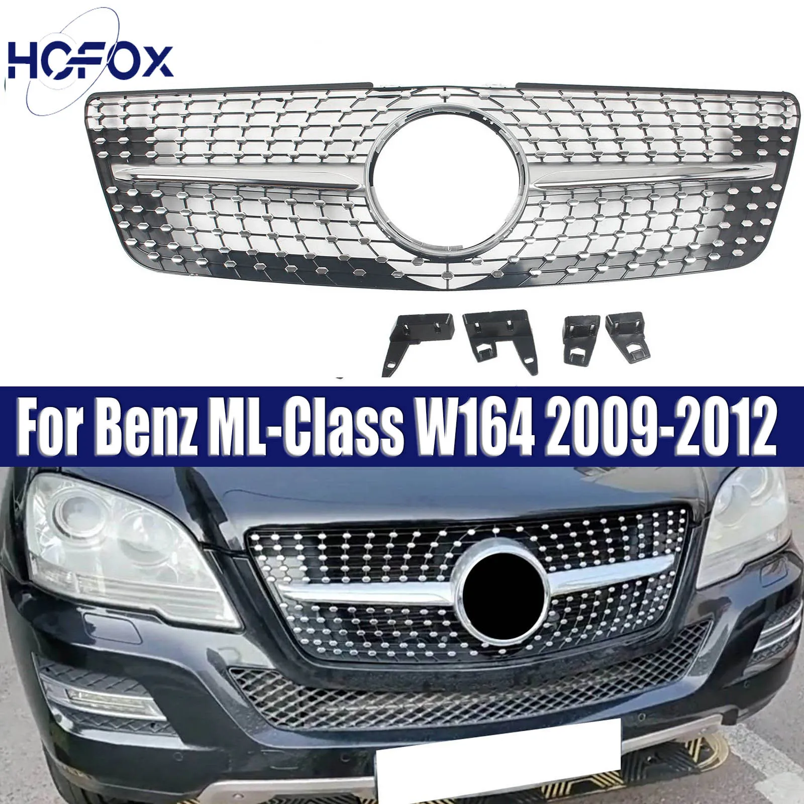 

For Mercedes Benz ML-Class W164 2009-2012 Car Front Bumper Grille Centre Panel Styling Upper Grill