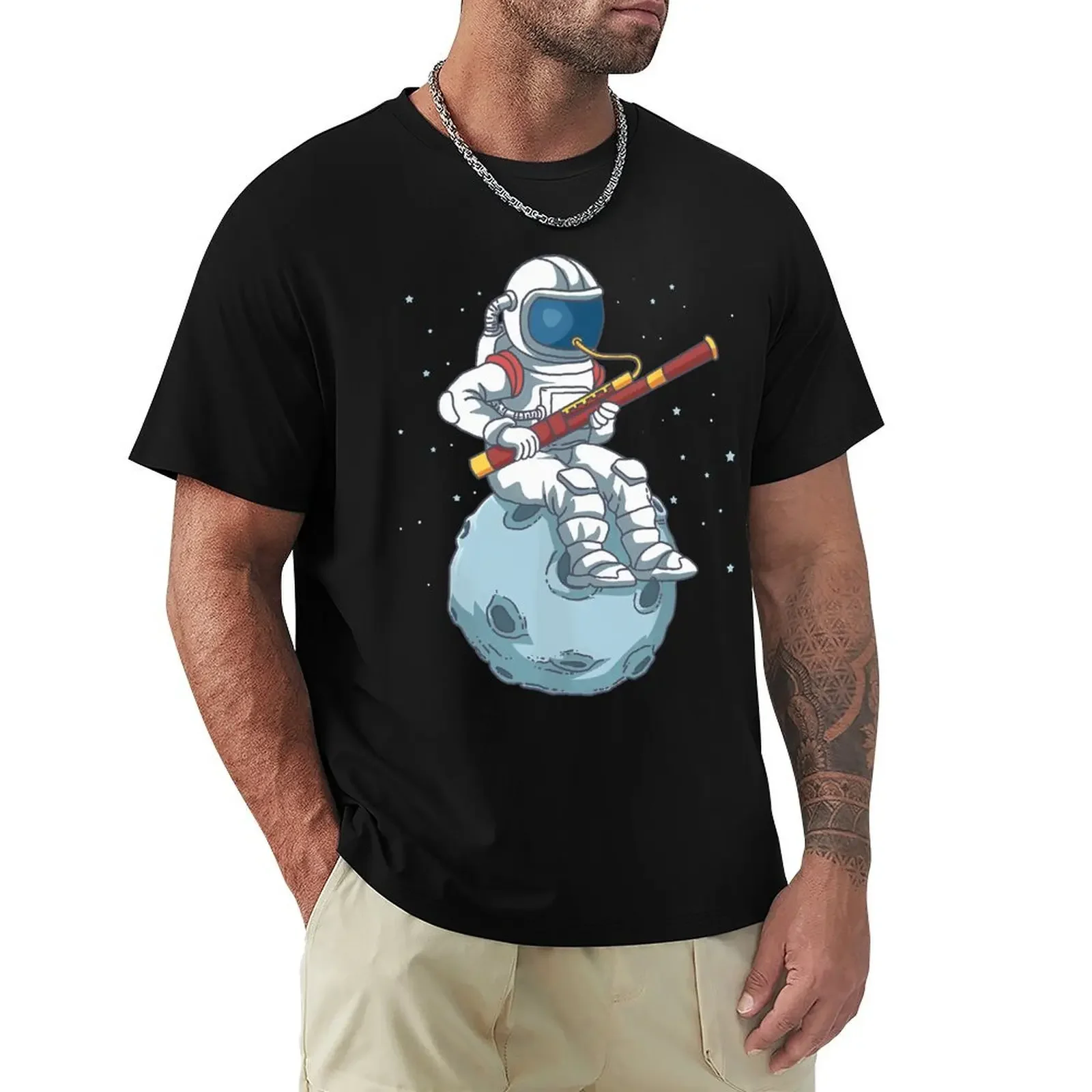 Funny Astronaut Bassoon Band Player Bassoonist T Shirts Graphic Streetwear Short Sleeve Birthday Gifts Summer Style T-shirt Men