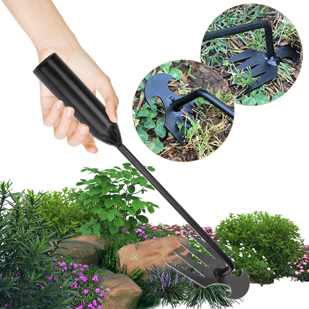 

Weeding Artifact Manganese Steel Forged Uprooting Weeding Tool 4 Teeth Garden Weeding Tools with Ergonomic Handle for Gardening