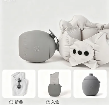 Soft Polyester Inflatable Compact Eco-Friendly  Adjustable neck Pillow for Flight Outdoor Camping