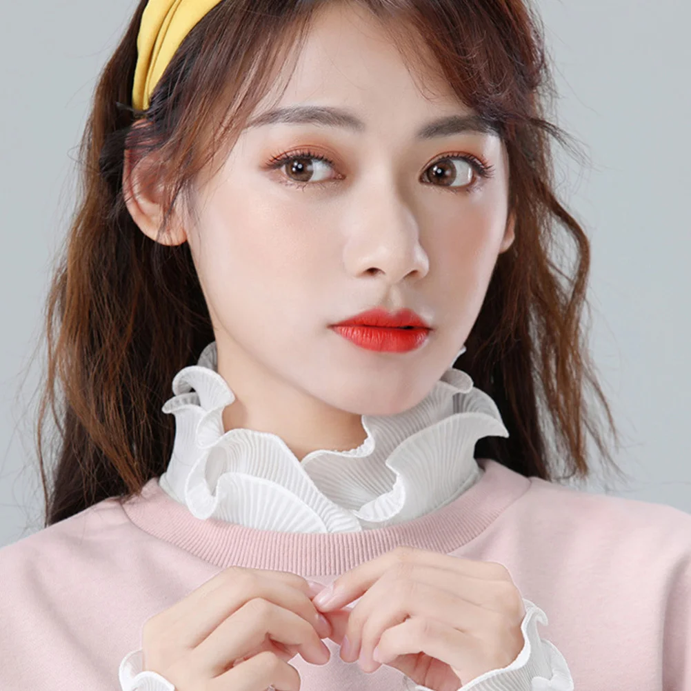 

1Pcs Soft Chiffon Detachable Fake Collar Sweet Corrugated Edge Design All-Match Collar Blouse for Women Girls Stylish Dickey Top