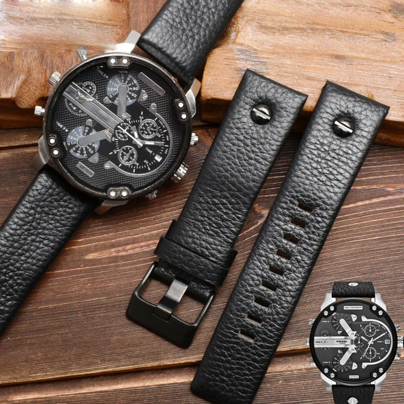 Genuine Leather Watchband For Diesel Watch Belt DZ7257 1657 4323 7314 7313 7371 Straps 22 24 26 27 28 30mm Black brown white