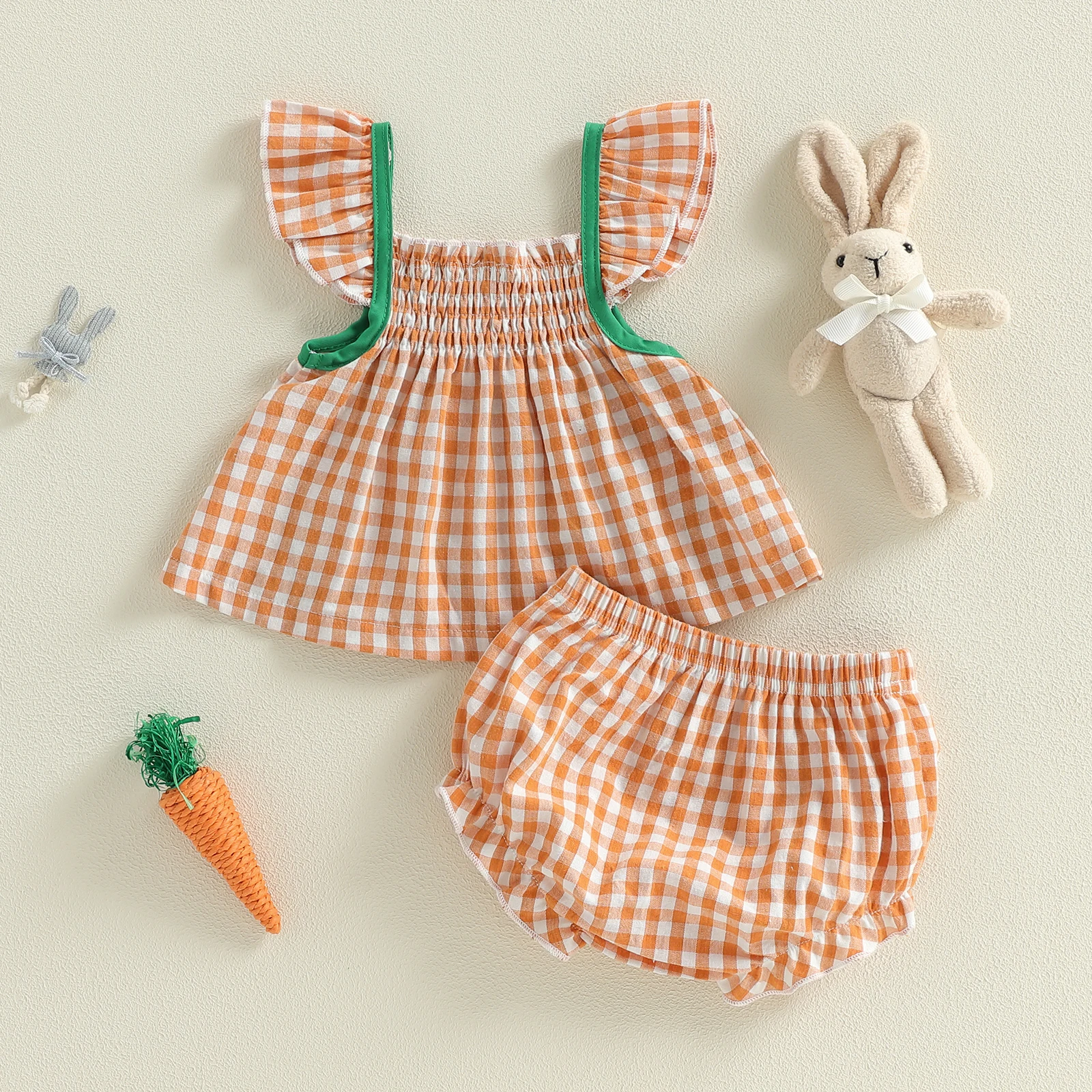 tregren-0-24m-infantil-bebe-meninas-roupas-de-pascoa-cenoura-bordado-sem-mangas-pescoco-quadrado-xadrez-topos-e-shorts-2-pecas-conjuntos-de-roupas