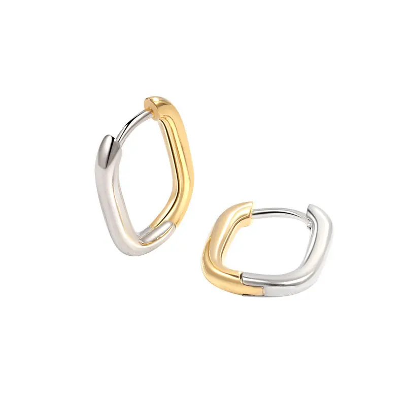 VOQ Fashion Simple U-Shaped Hoop Earring for Women Vintage Sliver Color Geometric Square Earrings Jewelry Gifts