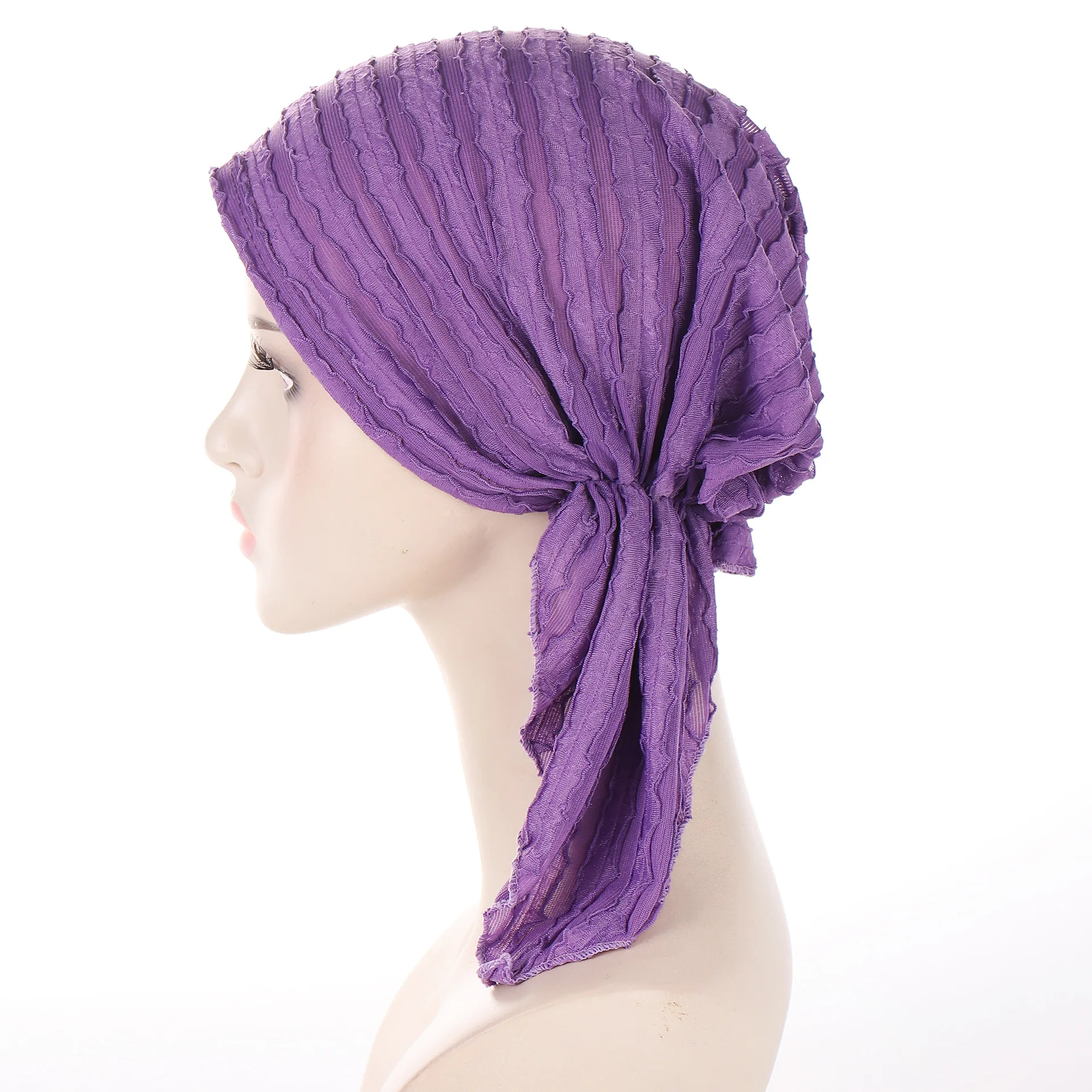Muslim Fashion Solid Color Hijab Turban Bonnet Long Tail Head Wraps Soft Elastic Hijab Hats Chemo Cap For Women Girls