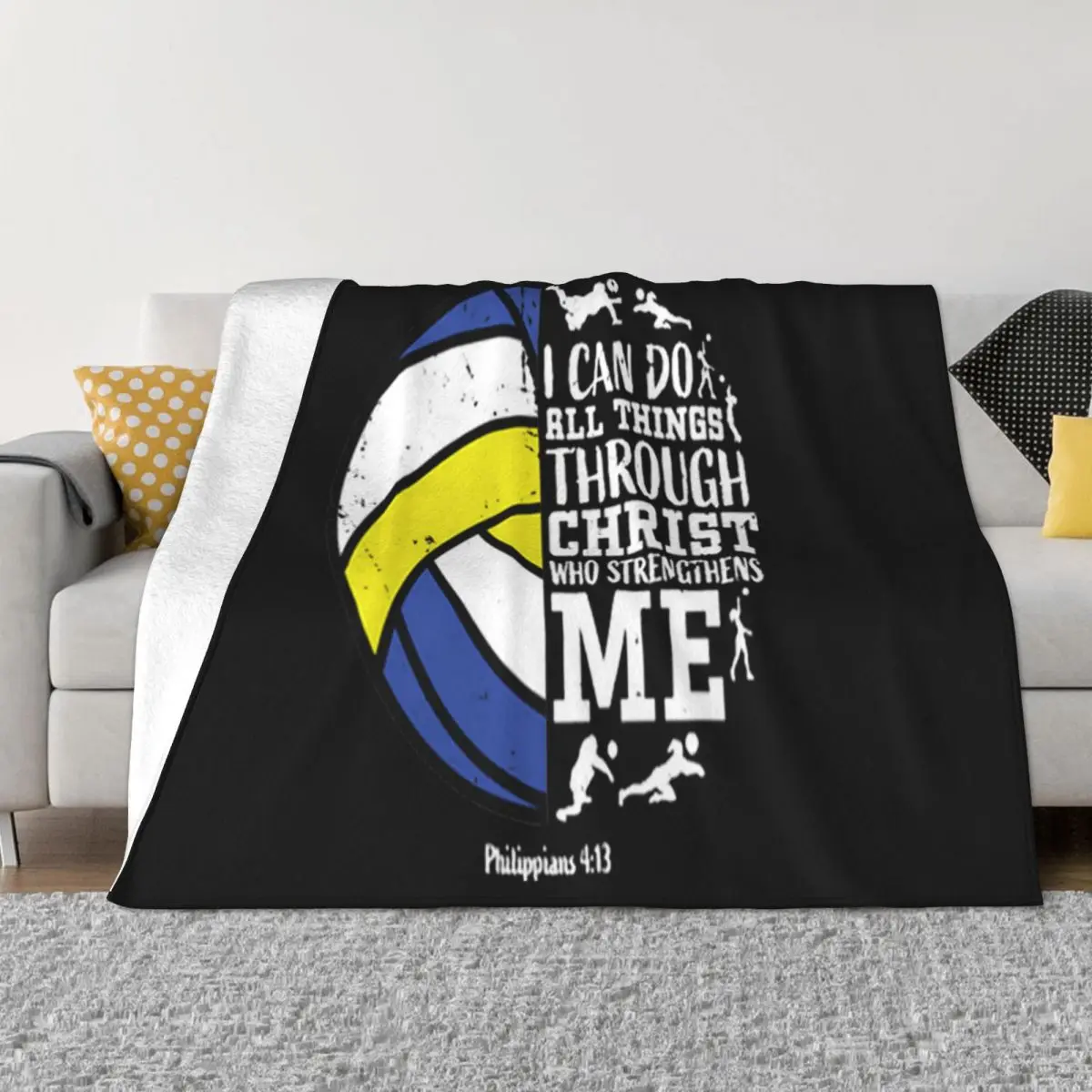 Volleyball I Can Do All Things Through Christ Who Strengthens Me Unisex Low Price Throw Blanket