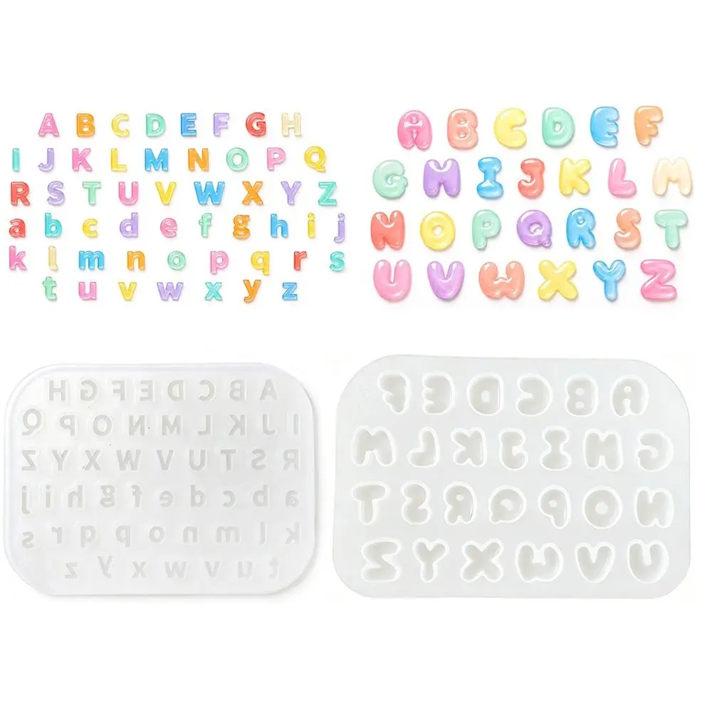 Silicone Letter Epoxy Mold Non-stick DIY Mini Letter Crystal Mould Heat-resistant Resin Key Pendant Mold for Jewelry Accessories