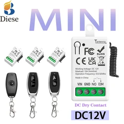 433MHz universal wireless remote control switch DC 12V 1CH 10A mini receiver light LED light garage door electromagnetic lock