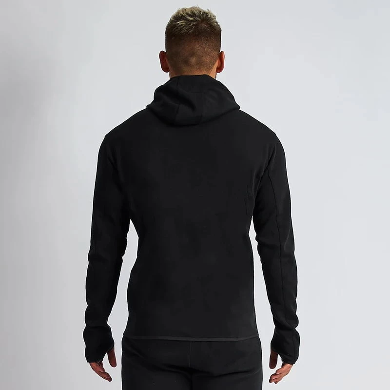 Cotton black slim-fit hooded zipper coat Streetwear Casual Top Fashion Running Exercise Exercise Fitness wear Menswear