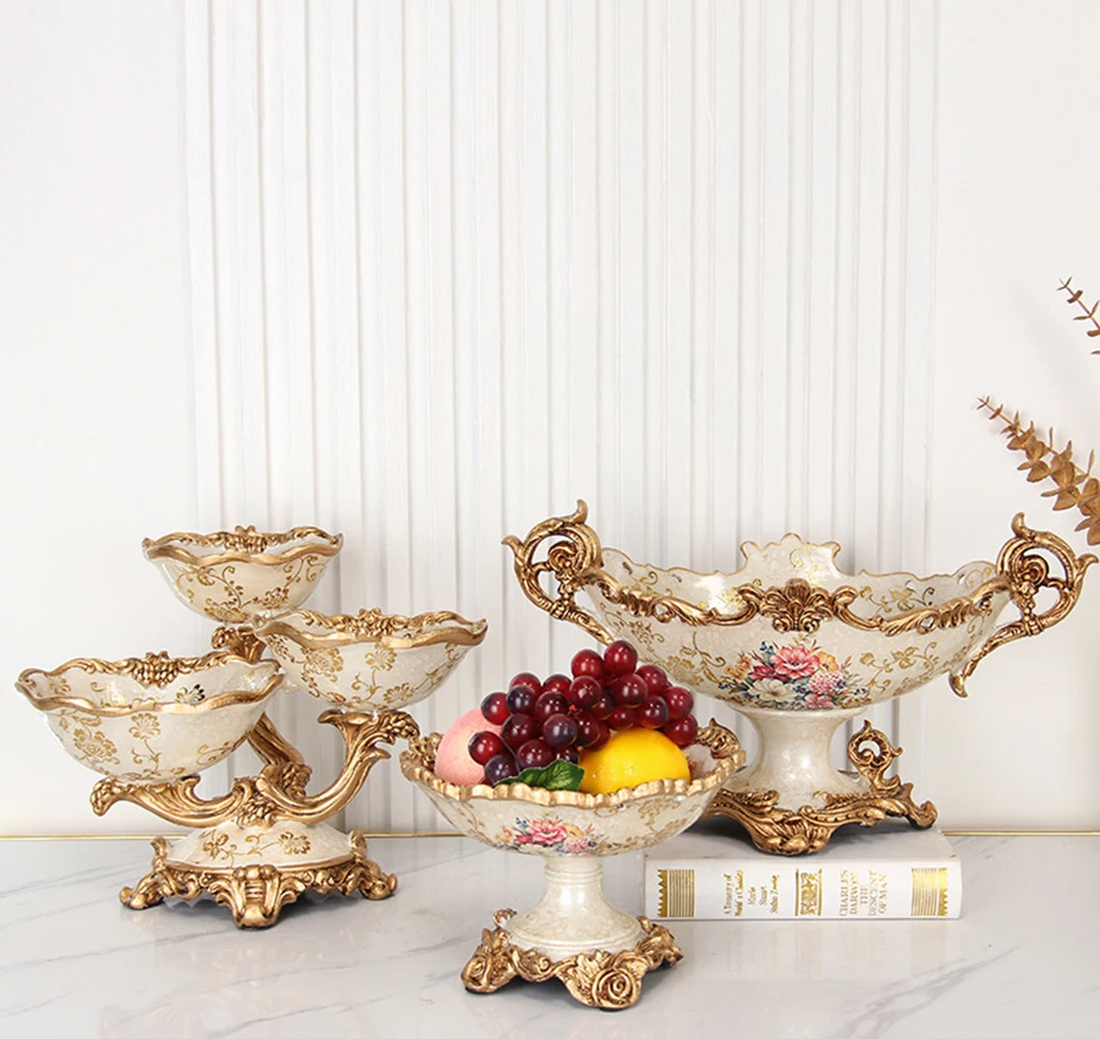 European Style Fruit Dishes Luxurious Living Rooms Household Fruit Bowls Tea Tables Handicrafts Modern Ornaments American