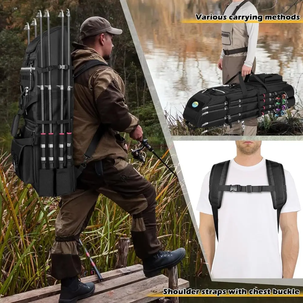 Fishing Backpack with 8-Rod Capacity, Tackle Bag, Gear Storage, and Tactical Molle System image 14