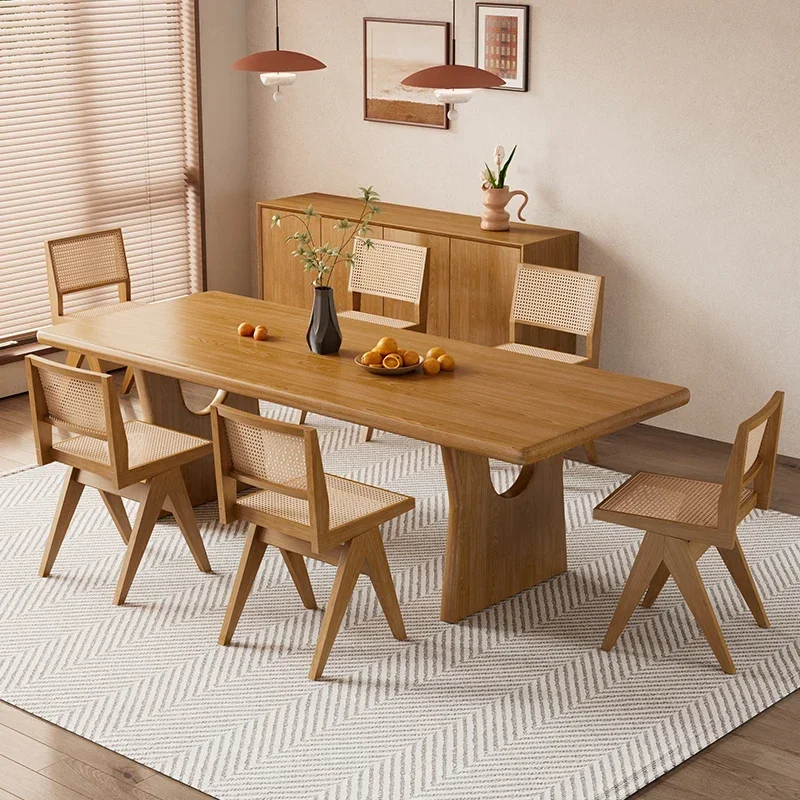 Nordic solid wood dining table household simple small apartment log dining table rectangular worktable desk