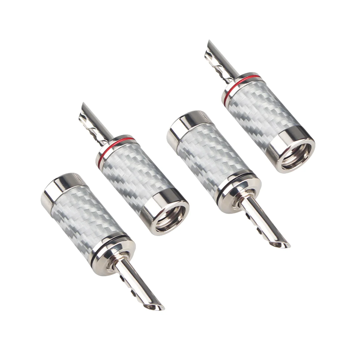 A57G-4PCS Bananen Stecker HIFI DIY Carbon Faser Elektrische Audio Lautsprecher Kabel Bananen Stecker Stecker Weiß
