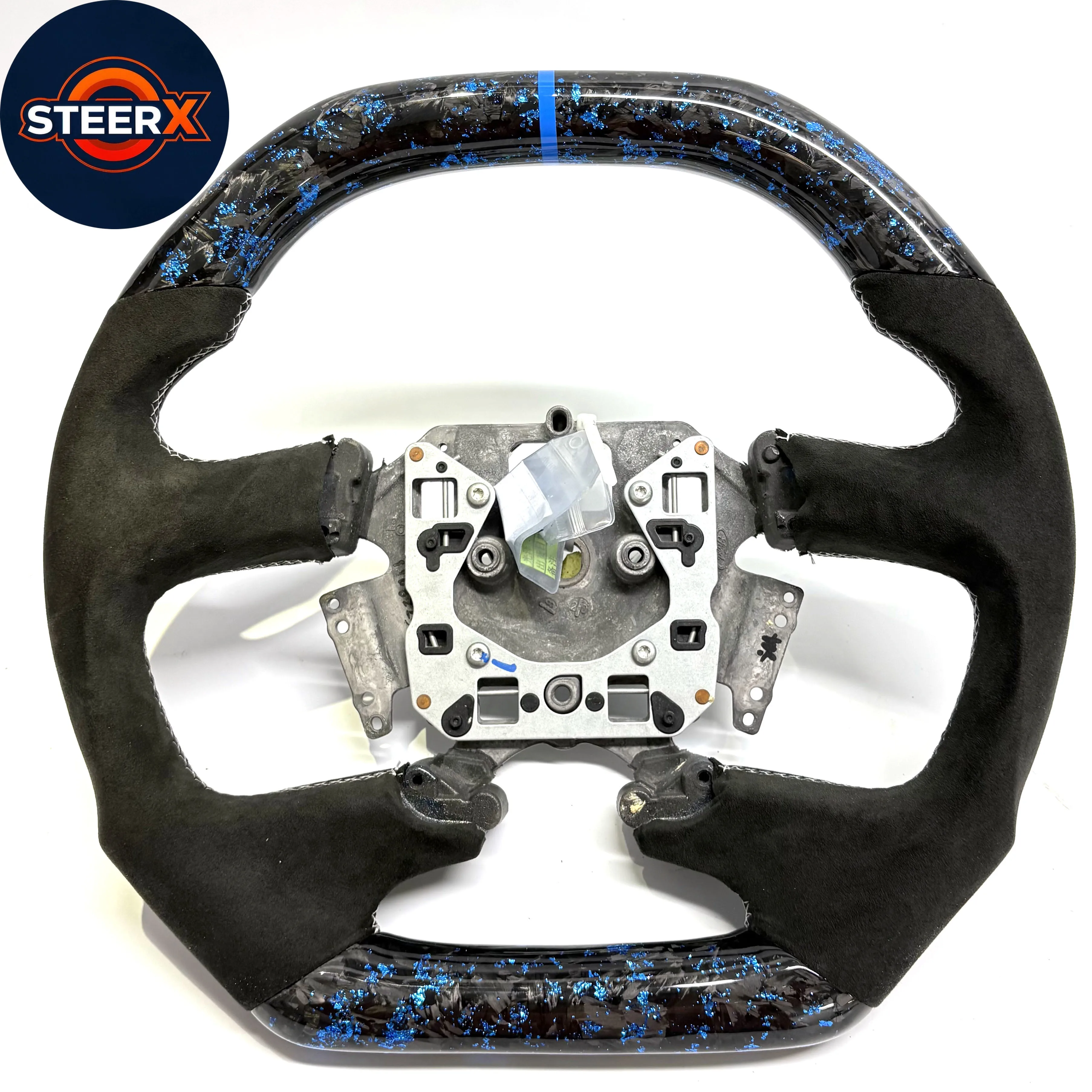 Синий кованый руль из алькантары из углеродного волокна для Ford/FPV FG Falcon General Синий кованый руль из алькантары из углеродного волокна для Ford/FPV FG Falcon General