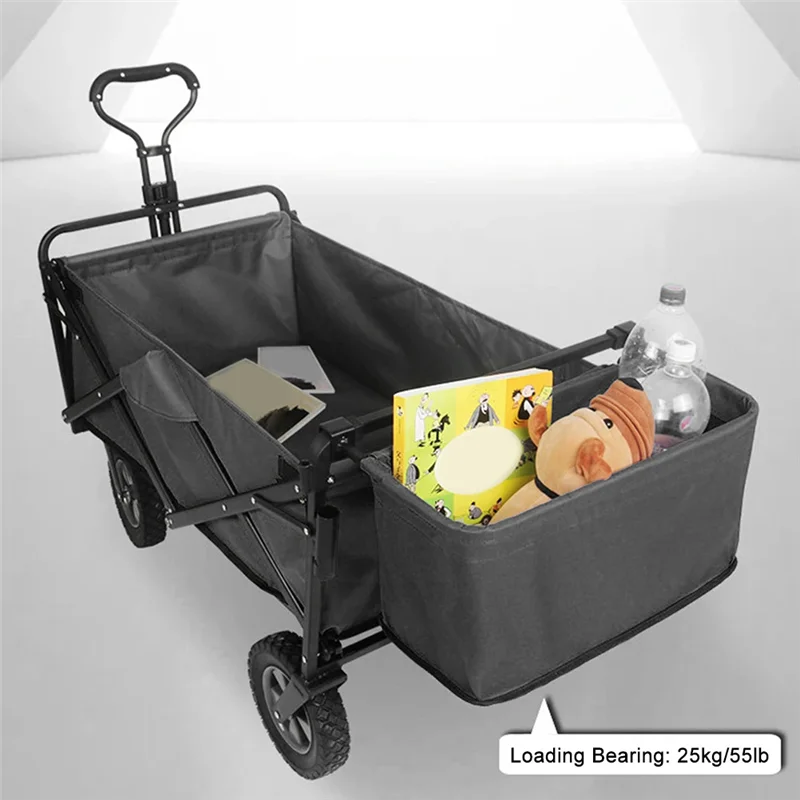 Borsa da coda per carrello da 1 pezzo Accessori per carrello per carro da spiaggia Borsa portaoggetti per carro con cestino push pull portatile nero a mano