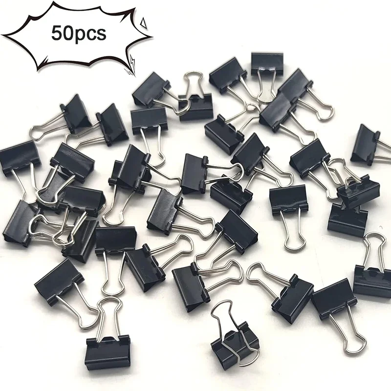 50pcs Mini Binder Clips Black Binder Clips Small Paper Clip for Home School Office and Business 15mm