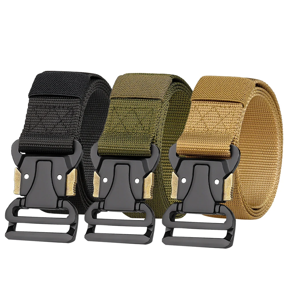 New Men's Tactical Belt Polyester Knitted Casual Workwear Belt Outdoor Quick Buckle Belt