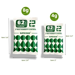 Wholesale 2-Way Humidity Control Packs Size 8g, 62% RH for Up to 1 oz Flower Buds, Herbs Moisture Balancer, Hydration Packets