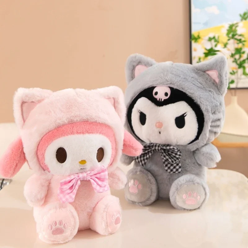 Sanrio kuromi bonecas de pelúcia 30/60cm kawaii minha melodia cinnamoroll animais de pelúcia macios anime figura travesseiro decoração dos desenhos animados crianças brinquedos