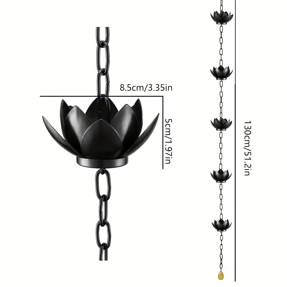 Rust-Resistant Metal Water Diverter, Double Anti-Rust Treatment, Thickened Decorative Rain Chain, Decorative Watering System