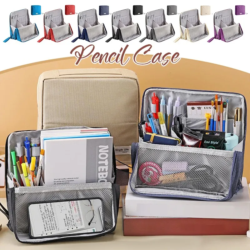

Большой вместительный пенал, многослойная сумка для ручек, канцелярская косметичка, портативный подарок для офиса, школы, для девочек-подростков, мальчиков, мужчин и женщин