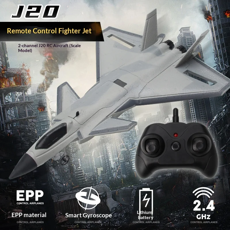 FX630 J20 Rc Fighter Two Channel Fixed Wing Remote Control Airplane Epp Material Built In Gyroscope 2 4Ghz Rechargeable Battery