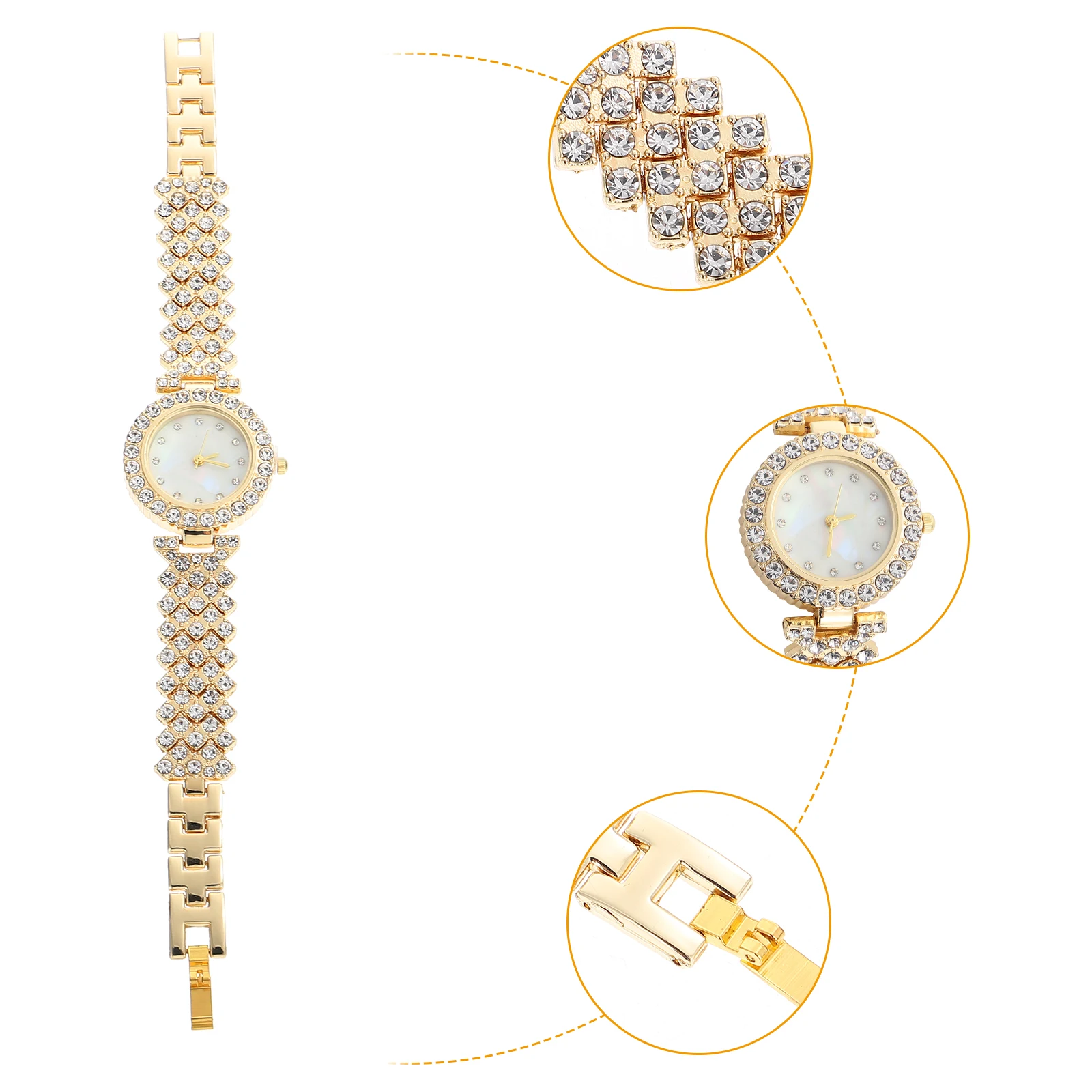 

Crystal Watch For Women Golden Steel Strap Rhinestone Women Wrist Adjustable Quartz Ladies Timepiece Gift