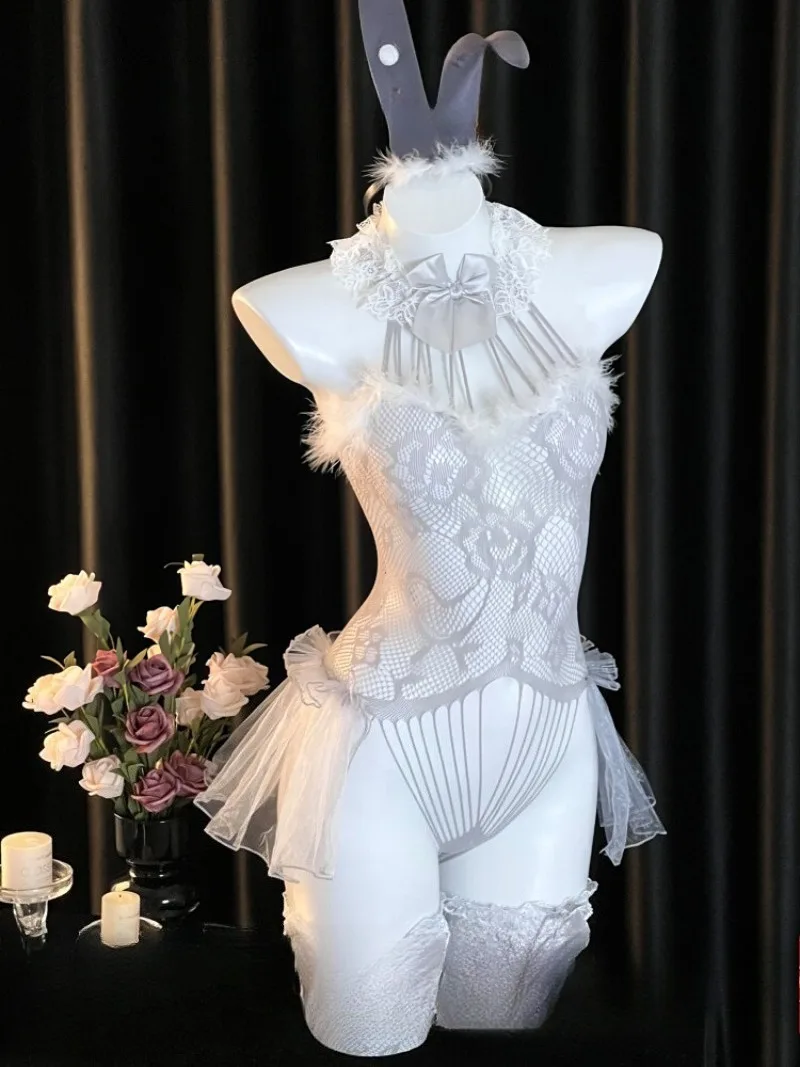 

Bunny Girl Cut-out One-piece Costume,Sexy Couple Roleplay Uniform,High Elastic Net Shirt,Cute Temptation Outfit,Pure Desire