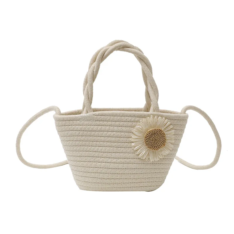 Bolso de playa de flores de paja para mujer, bolsos cruzados de hombro hechos a mano Vintage, bolsos de mano de diseñador para mujer