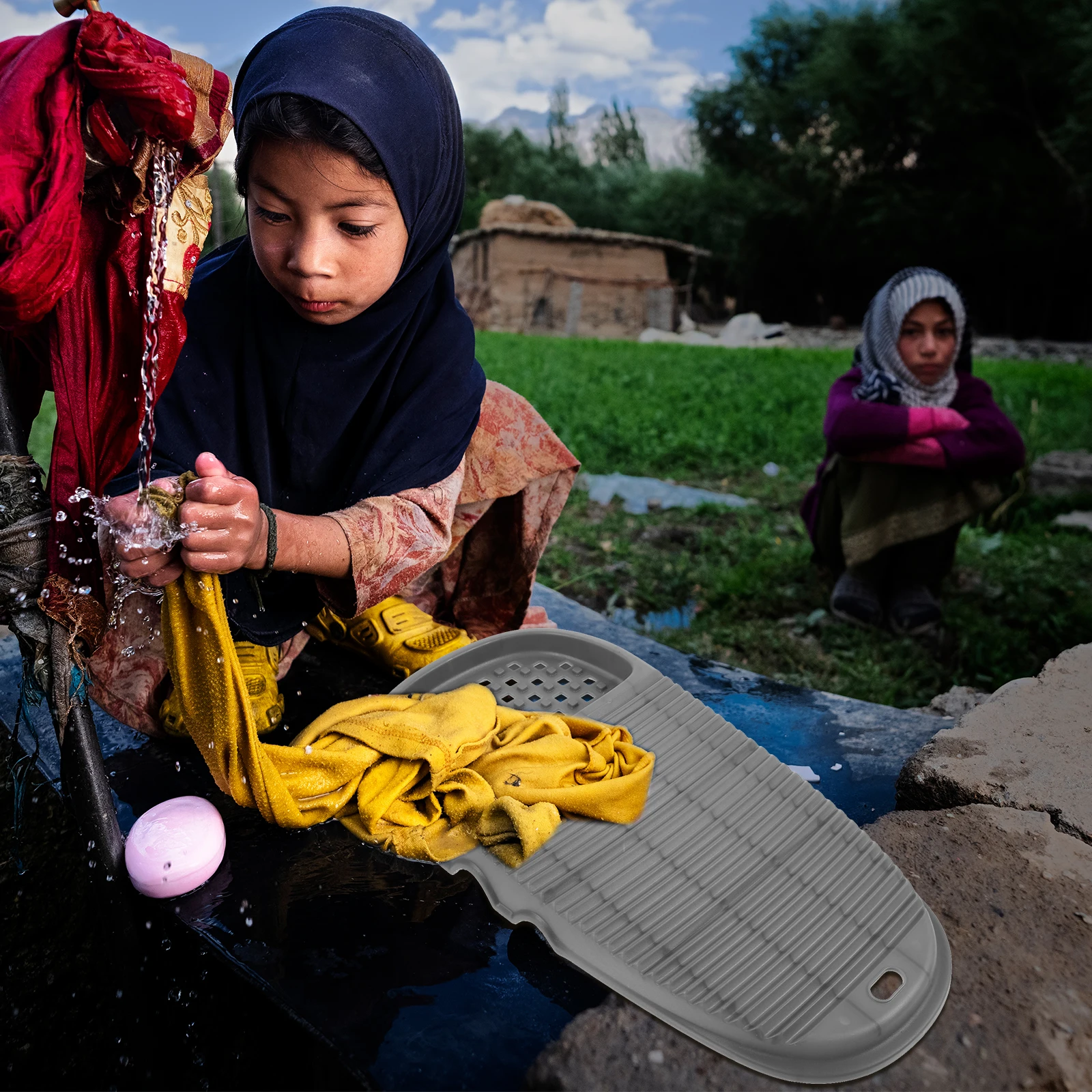 

Plastic Washboard Household Portable Wear-Resistant Hangable Laundry Washing Board for Hand Washing Clothes Travel Scrub Tool