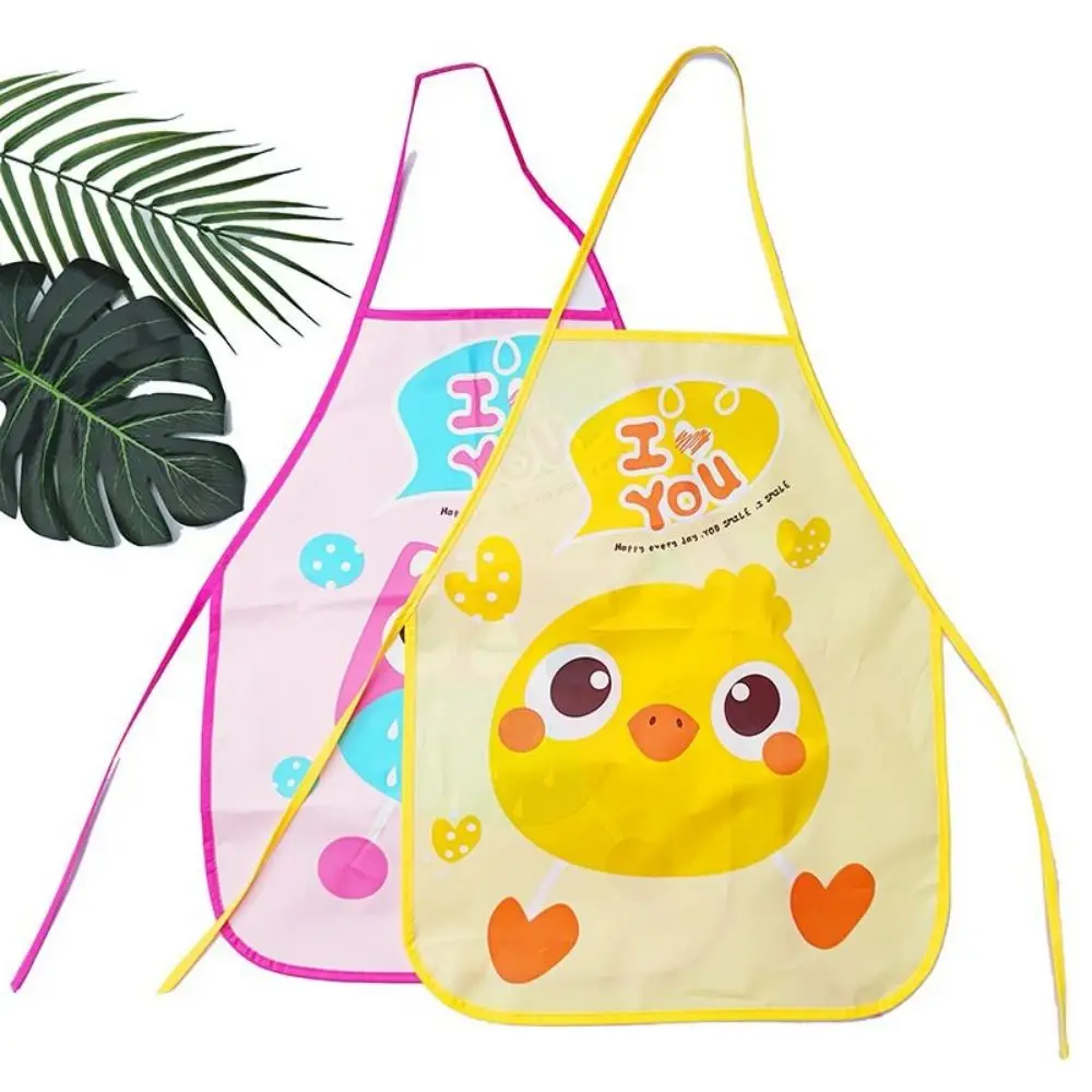 Reusable DIY Children Apron Cartoon Oil-proof Painting Apron Stain-proof Waterproof Cartoon Overalls Home