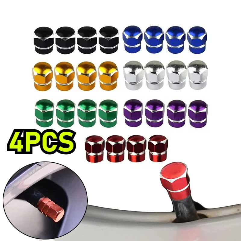 4PCS Universal Tire Hexagonal Valve Caps Aluminum Alloy Tire Vented Valve Caps Valve Cap Seal Dust Cover For Car Motorcycle