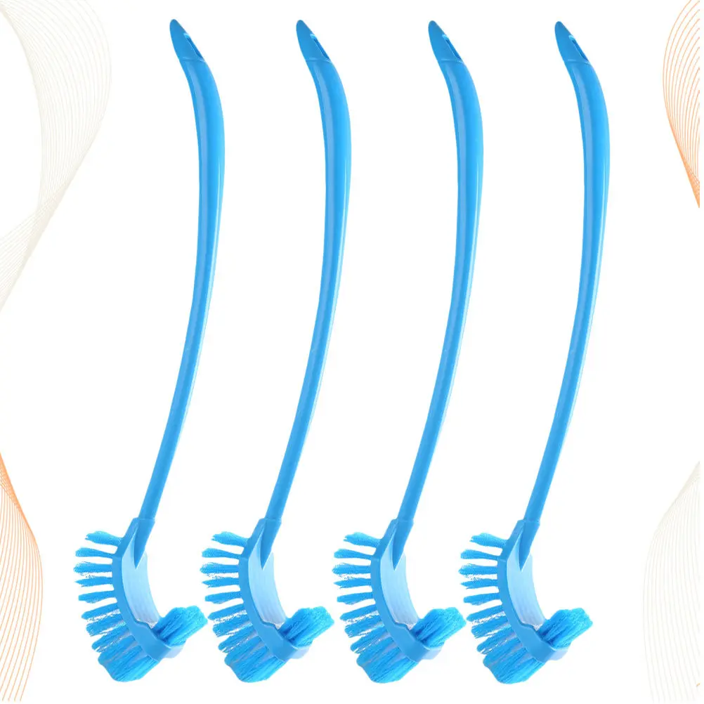 

4Pcs Plastic Toilet Brush with Dense Bristles Long Handle for Bathroom Wc Cleaning Groove Corner Scrubbing Home Hotel Use Slot