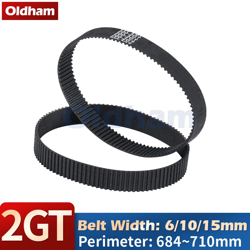 2M 6/10/15mm Belt Width 2GT Timing Belt GT2 Length Perimeter 684-710mm 2M Rubber Closed Loop Timing Synchronous Belt 3D Printer