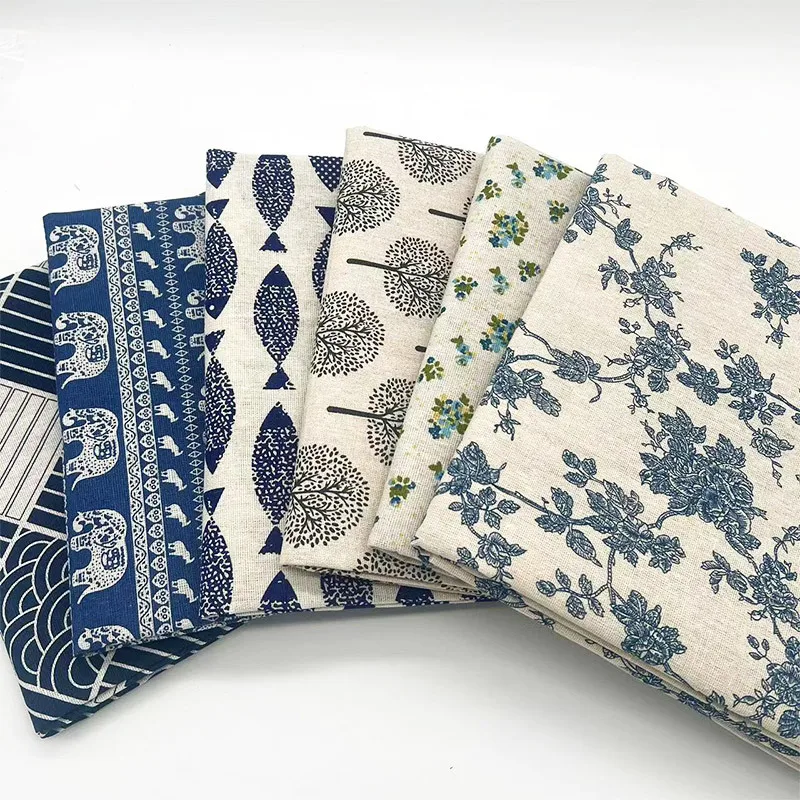 Tkanina w stylu retro boho z kwiatowym wzorem, mieszanka bawełny i lnu, miękka tkanina dekoracyjna na obrus, narzutę na sofę, zasłonę okienną i do dekoracji wnętrz