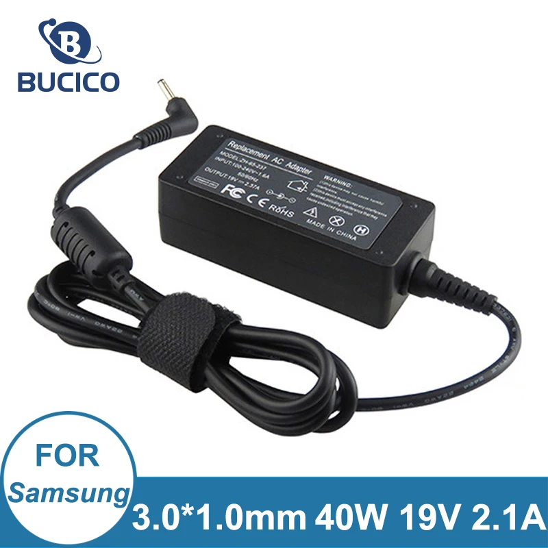 

19V 2.1A 40W 3.0mm*1.0mm AC Adapter Power Charger For Samsung NP305U1A NP530U3B NP535U3C NP535U4C NP900X3A X1A