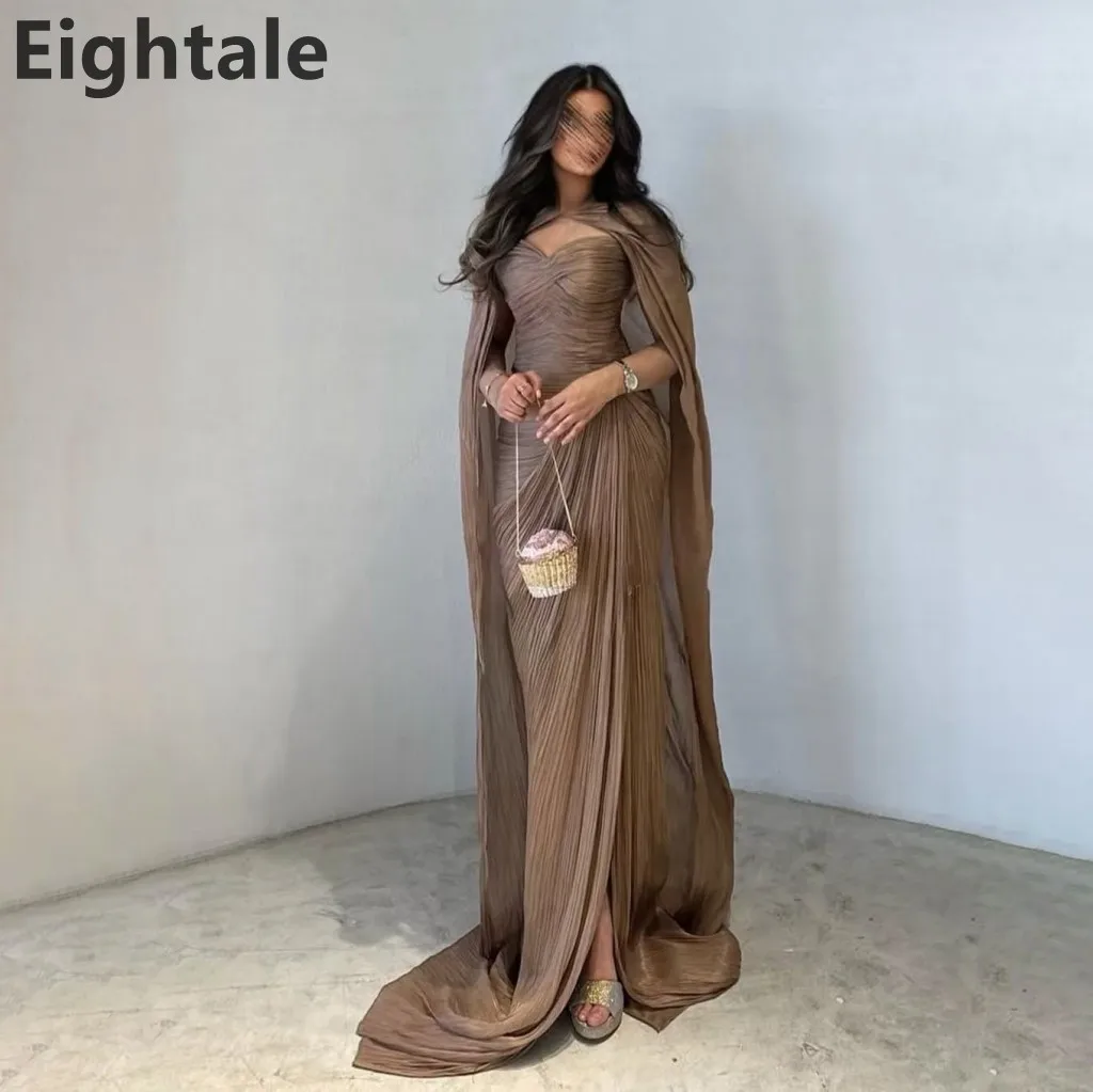 فستان سهرة طويل بحورية البحر باللون البني Eightale 2025 لحفلات الزفاف بكتف واحد فستان رسمي للحفلات الراقصة في دبي