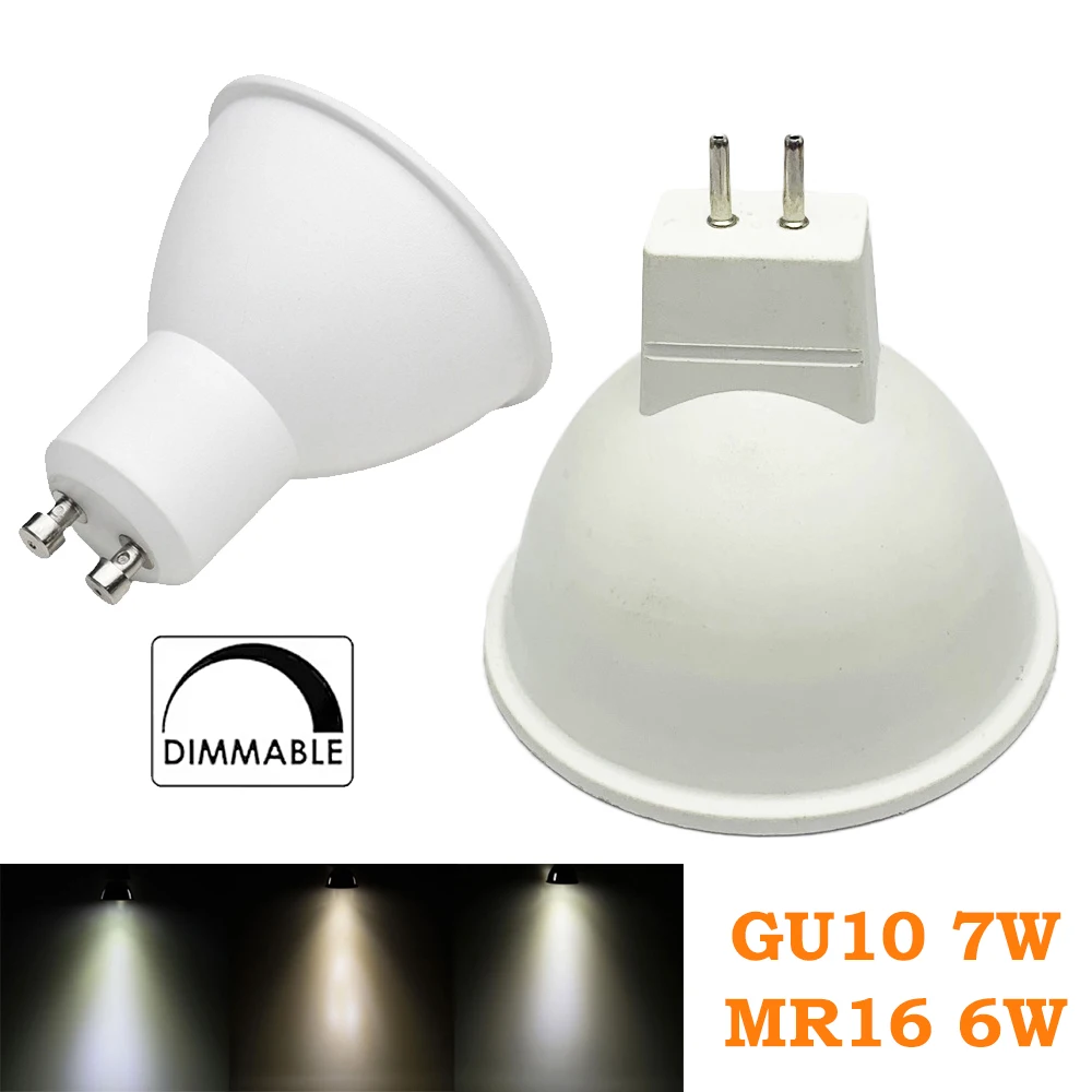 Dimmable 6W 7W GU10 MR16 Led Spotlight Bulb 36° Beam Light Accessories 6000k/4000k/3000k Bright Room Bedroom Gaming 110V/220V