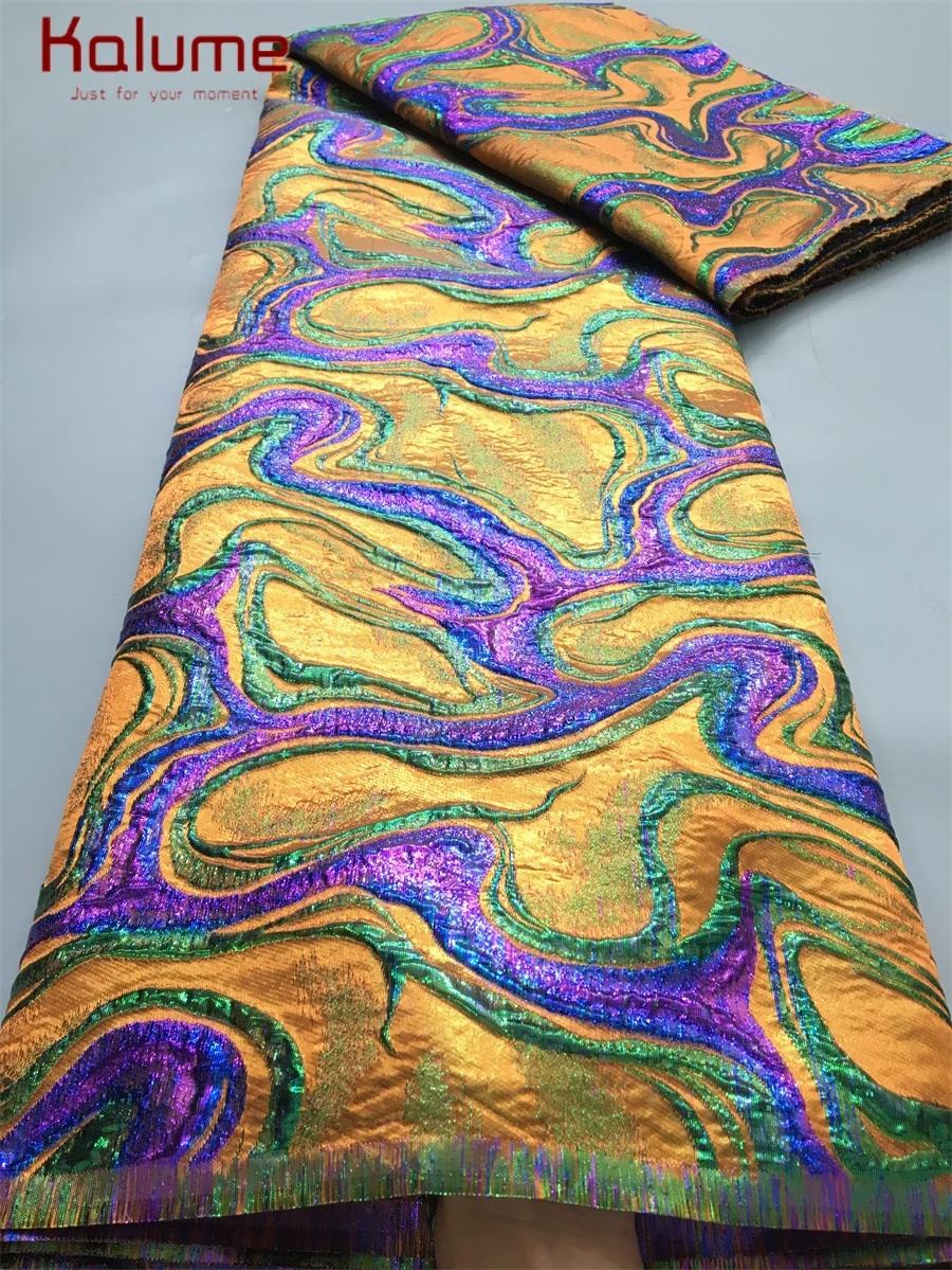 

Kalume African Gilding Jacquard Lace Fabric 2025 Latest Damask High Quality Brocade Lace Fabric for Sewing Women Dress F4045