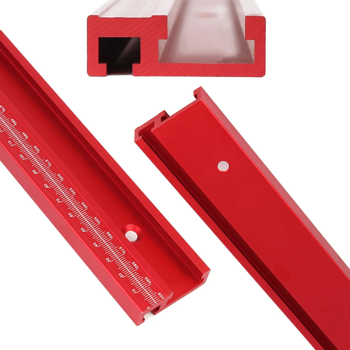 45 Type 400mm T-Track With Scale Woodworking Chute Rail Tracks Slot Miter Track Aluminium DIY Table Saw Workbench Tool Red