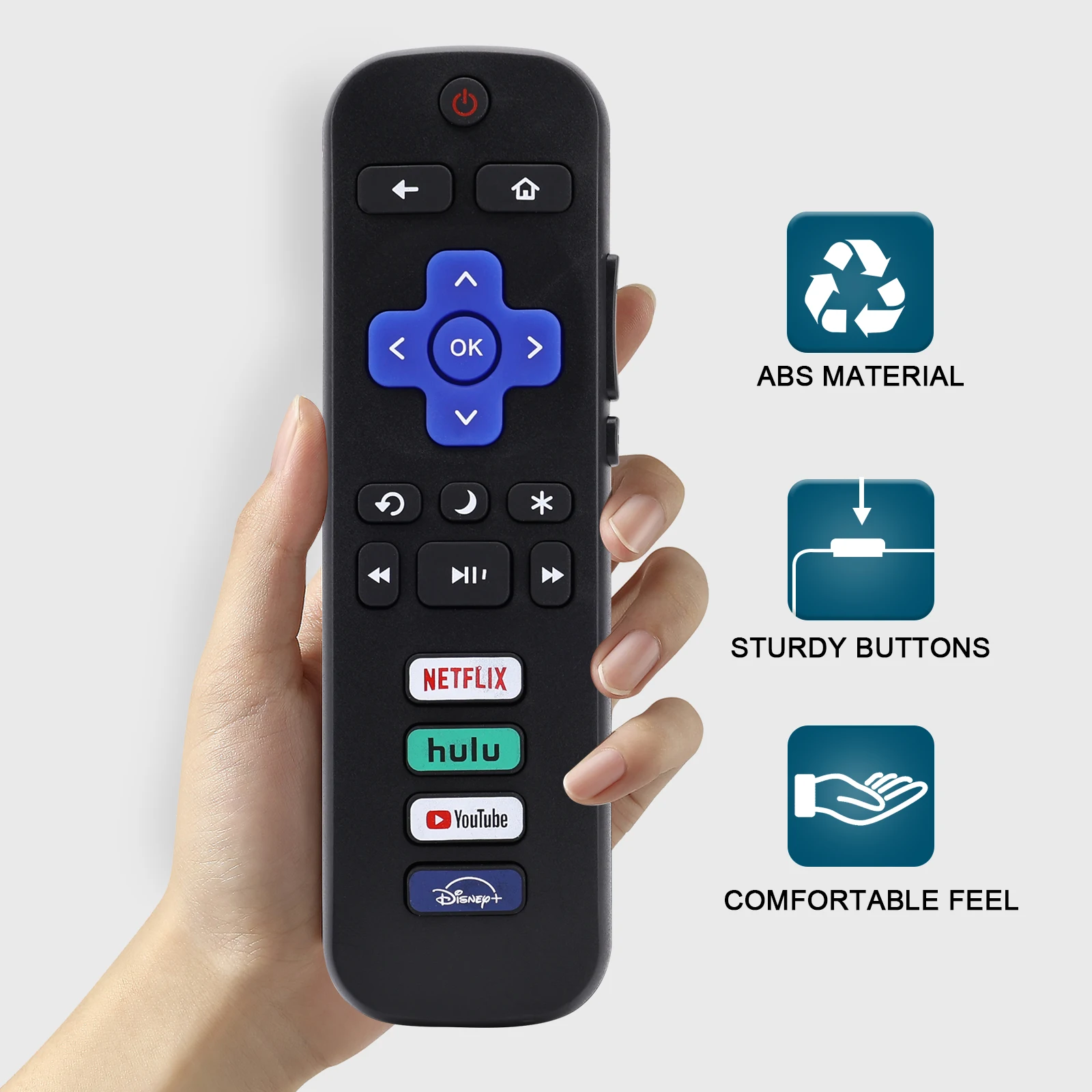 Seng Itt Fernbedienung für alle Roku-Fernseher, kompatibel mit Tcl Roku, Hisense Roku, Onn Roku Smart TVs, 2 Jahre Garantie, für Roku