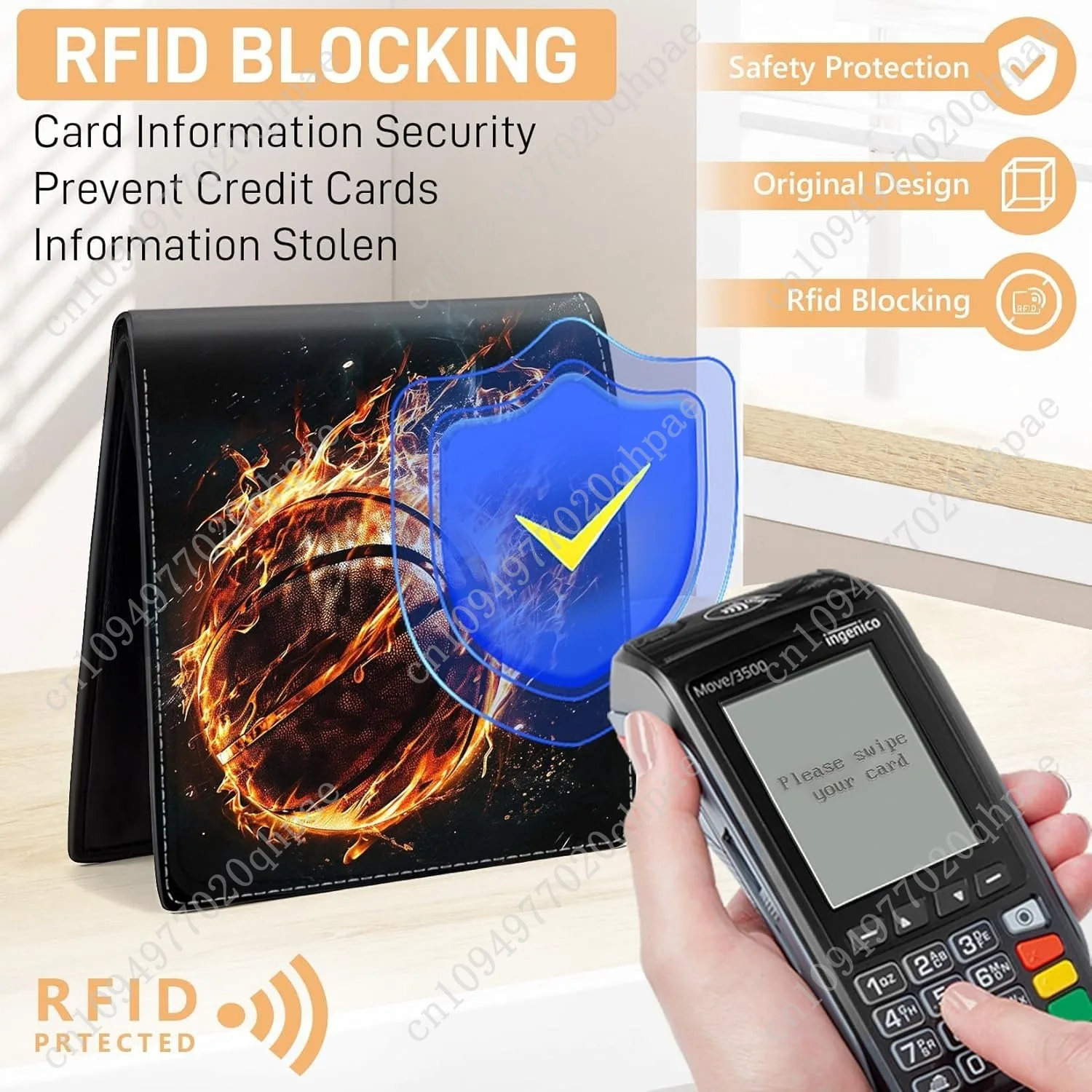 Teen Boys Wallet for Kids - Basketball Kids Wallet for Boys Leather Credit Id Card Cash Holder Rfid Blocking Zipper Cool Funny w