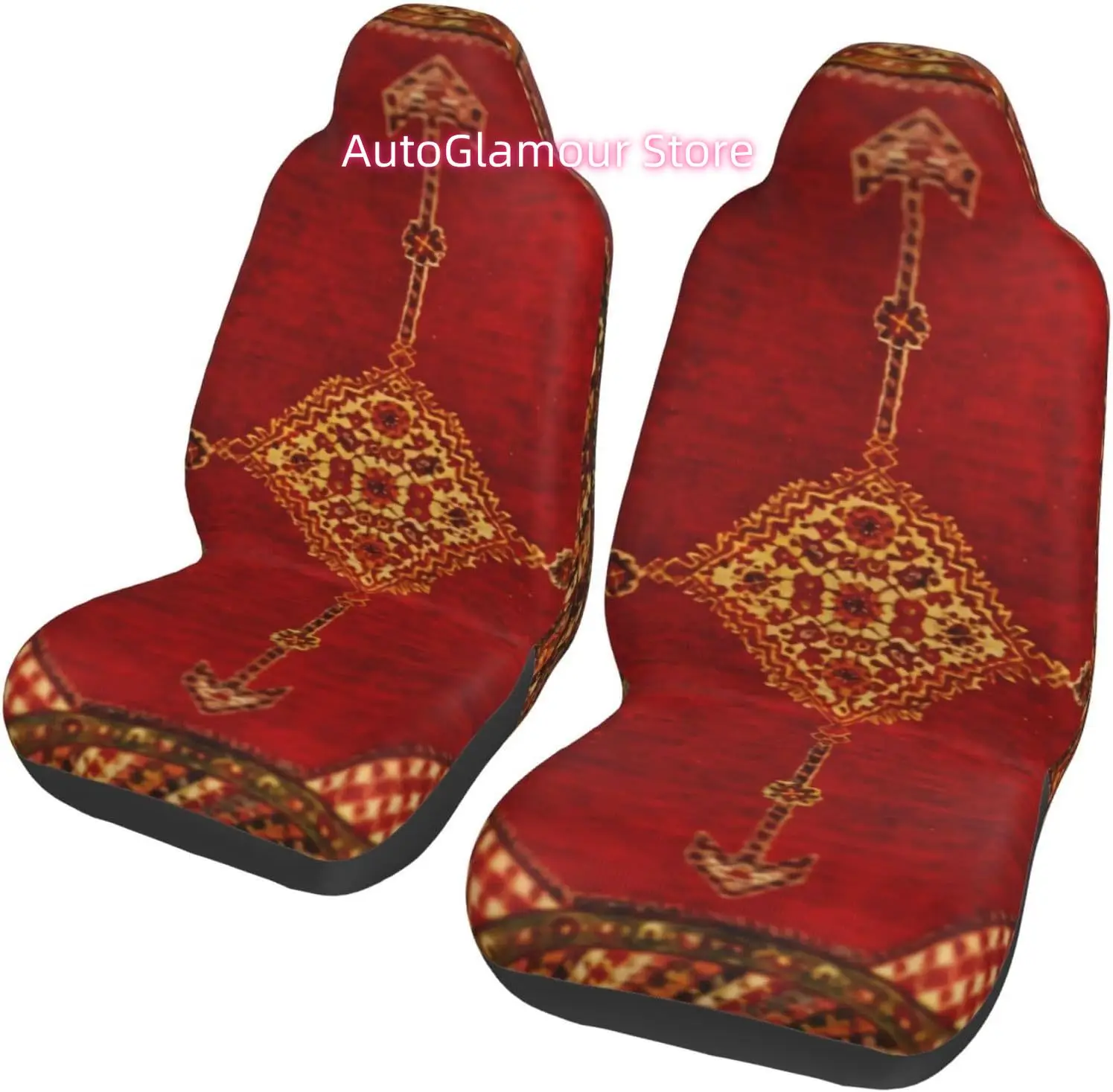 Antique Persian 2-Piece   Seat Cover Complete Set - Elastic Seat Protection Cover for Cars, Trucks, Suvs, and Truck
