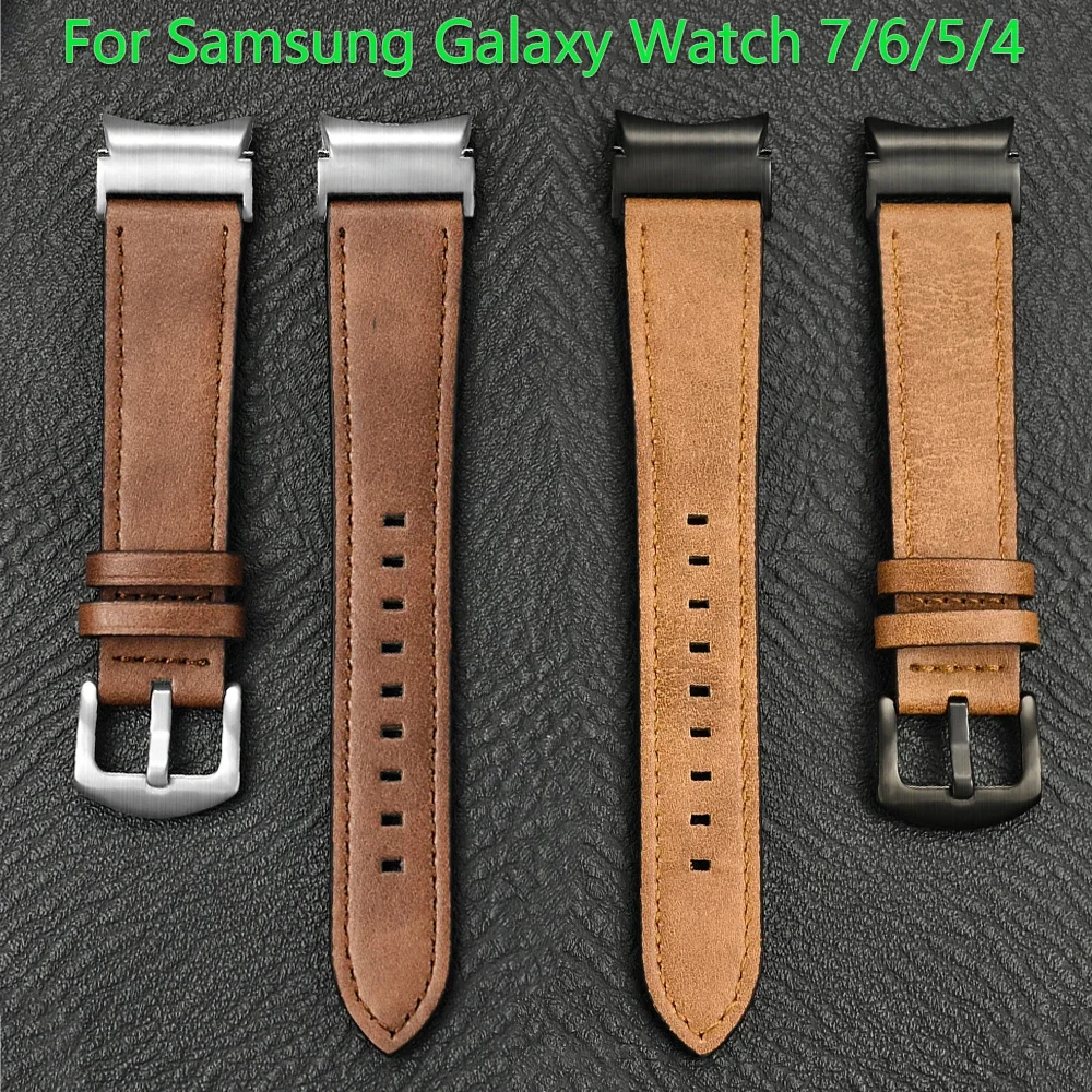 No Gap Lederarmband für Samsung Galaxy Watch 7 6 5 4 40 mm 44 mm 6Classic 43 mm 47 mm Armband für Galaxy Watch 5Pro 45 mm