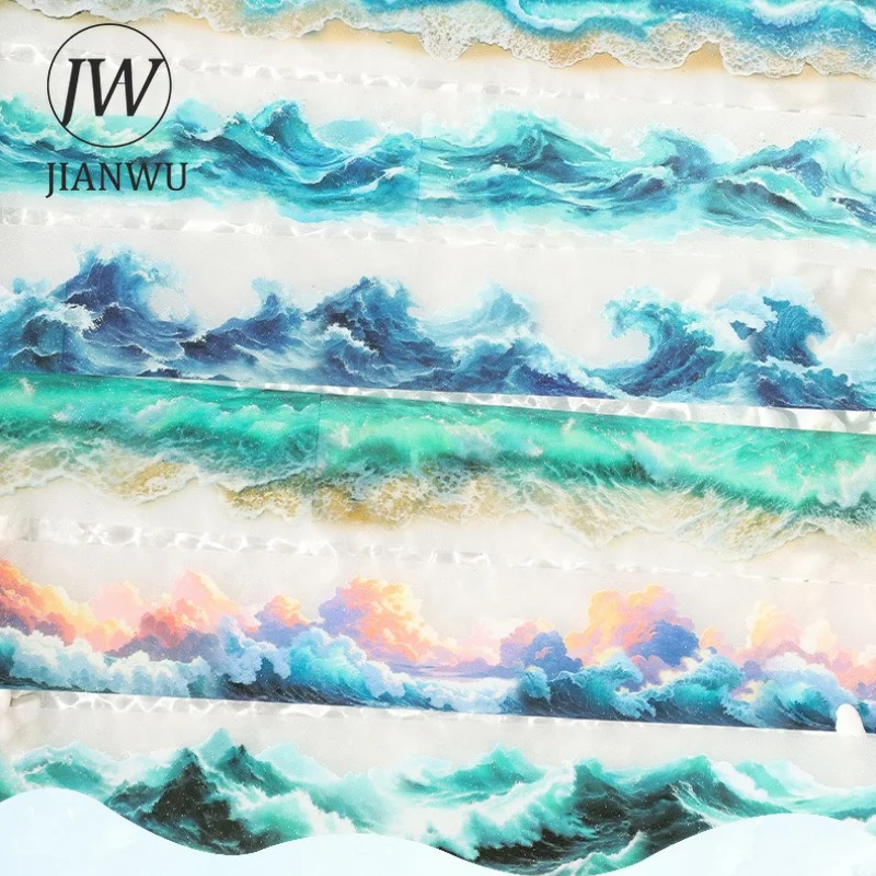 JIANWU 40mm*200cm Vintage Sea Waves Cloud Landscape Material Collage Scrapbooking PET Tape Creative DIY Journal Stationery