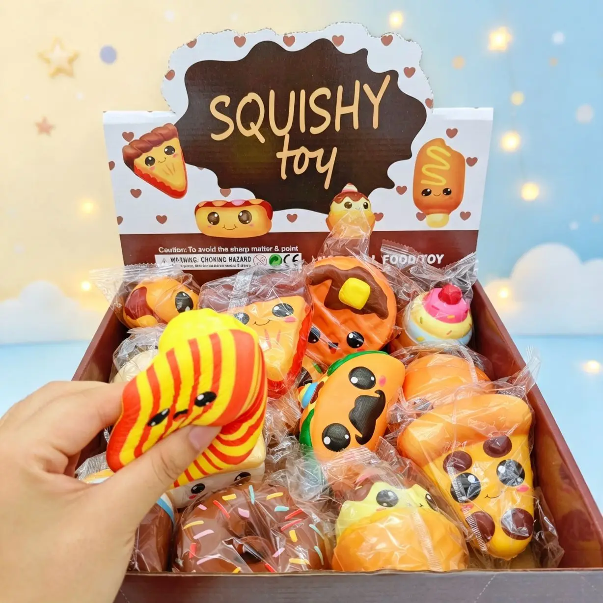 Food Squishy Toys Slow Rising Hamburger Pizza Cookie Dessert Popcorn Kawaii Stress Relief Squeeze Toy Sensory Fidget Kids Adults