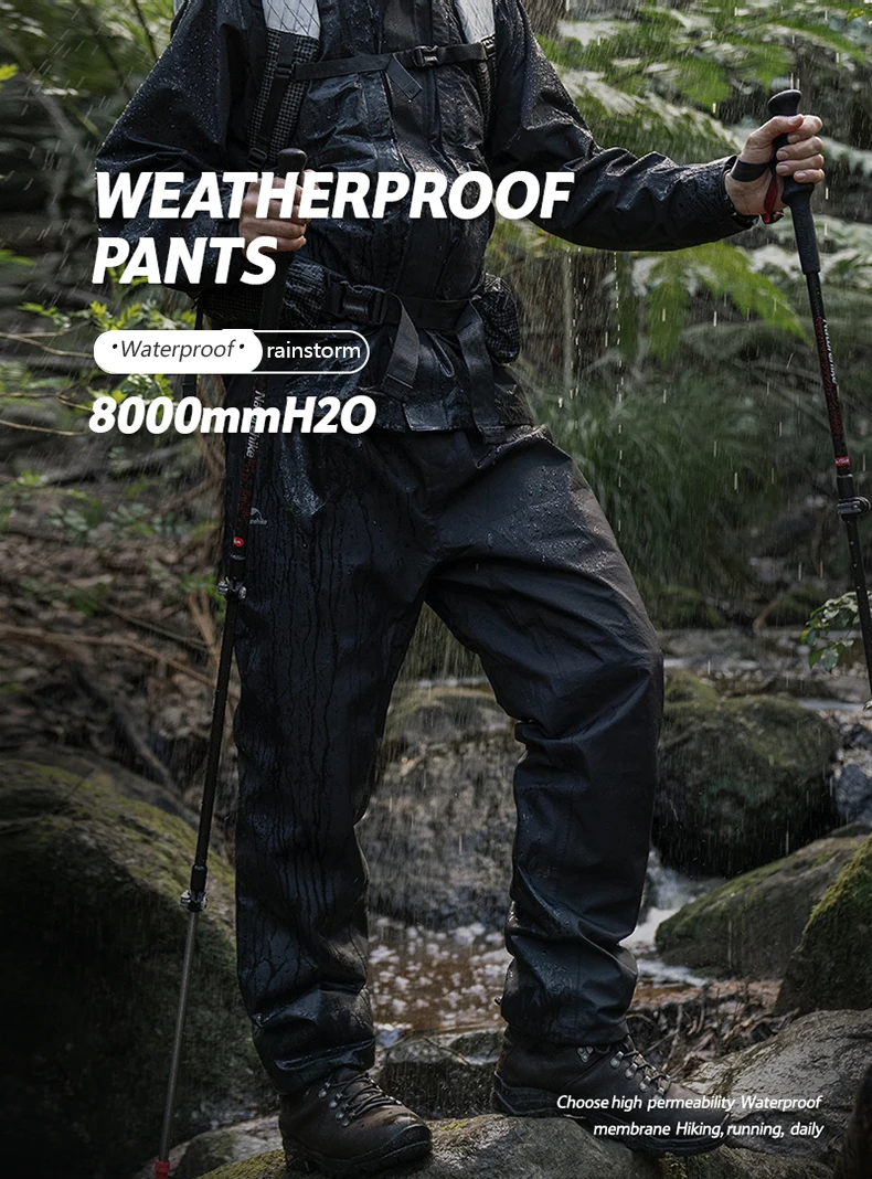 Description Picture 3 of itemNaturehike Men Hiking Climbing Rainproof Pants Portable Ultralight Rainpants Outdoor Windproof Waterproof Camping Rain Trousers